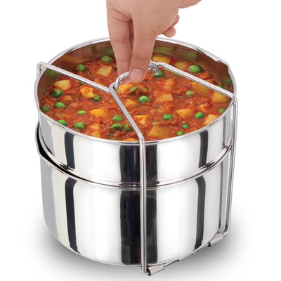 #ad #ad Two Dish Stainless Steel Set Cooker Separator Pressure Cooker Pots Silver ... $36.06