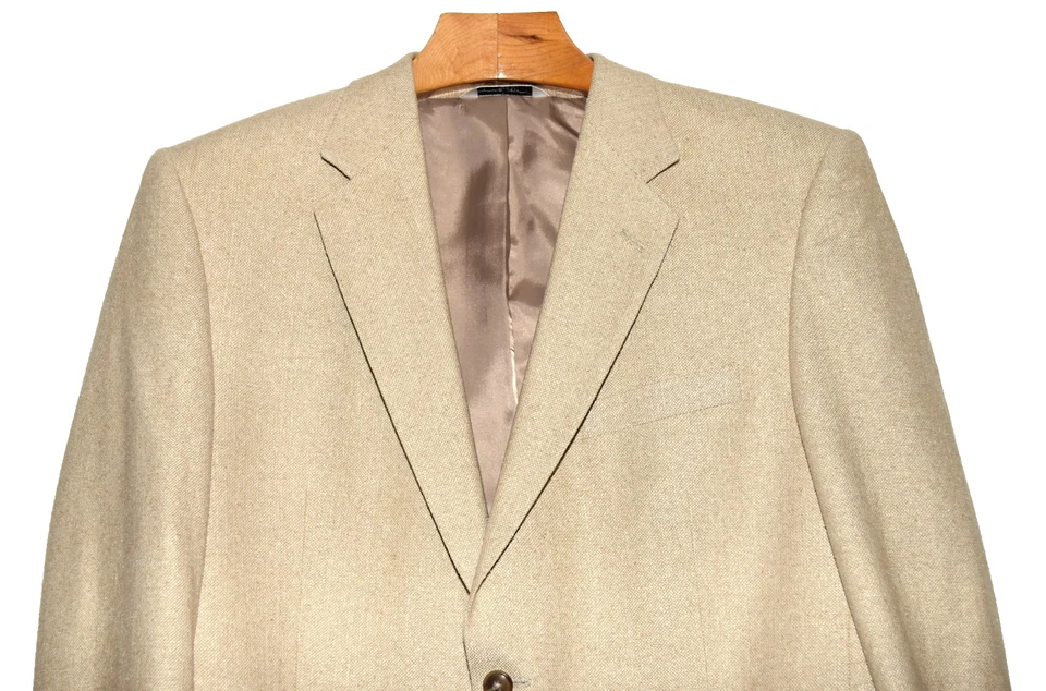 Casaco esportivo Versini Hopsack creme 100% seda 2 botões tamanho 44R novo sem etiquetas - Imagem 2 de 4