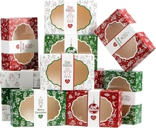 12PCS Christmas Cookie Boxes 8.5x5.75x2.75 Bakery Treat Window Gift Containers!!
