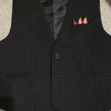 Boys Black Pinstripe Suit Vest Size 5 Formal Lined 100 Polyester Wedding