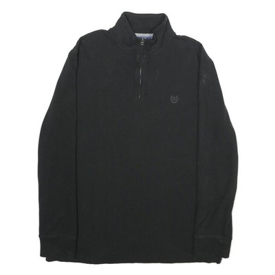 CHAPS Herren Schwarzes 1/4-Zip Sweatshirt M Baumwollmix Casual Pullover
