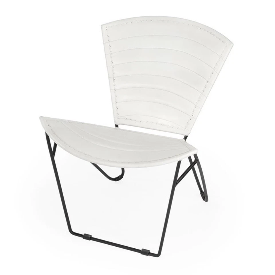 Beaumont Lane Iron & Leather Accent Chair in White - Image 2 of 4