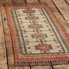 Tribal Area Rug Kilim Wool & Jute Rug Handwoven Flatweave Carpet Boho