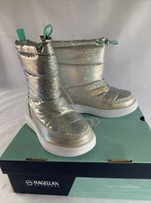 Magellan Girls Winter Snow Moon Boots Silver 12 Ski Puffy New
