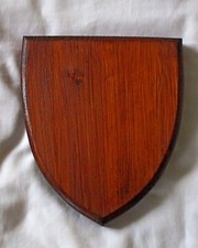 Plain Walnut effect Wood Shield shape craft Sign Plaque any size possible M1