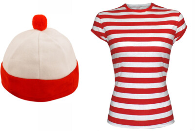 Ladies Where's Wally Costume Women Red & White Strips T-Shirt Book Day Dress  | eBay