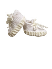 Cream White Handmade Baby sneaker Crochet Tennis Shoes, Baby Shower, Baptizing