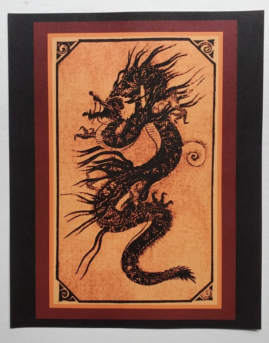 pro print antique 1900s horichiyo ? japanese dragon irezumi tattoo flash 8x10