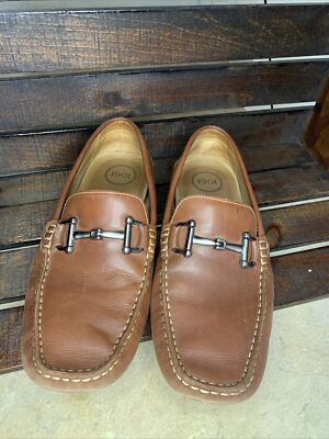 1901 Mens Brown Leather Driving Horse Bit Loafers Moccasins 