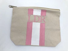 Mark and Graham hand painted monogrammed canvas zipper pouch small LDR mono 18