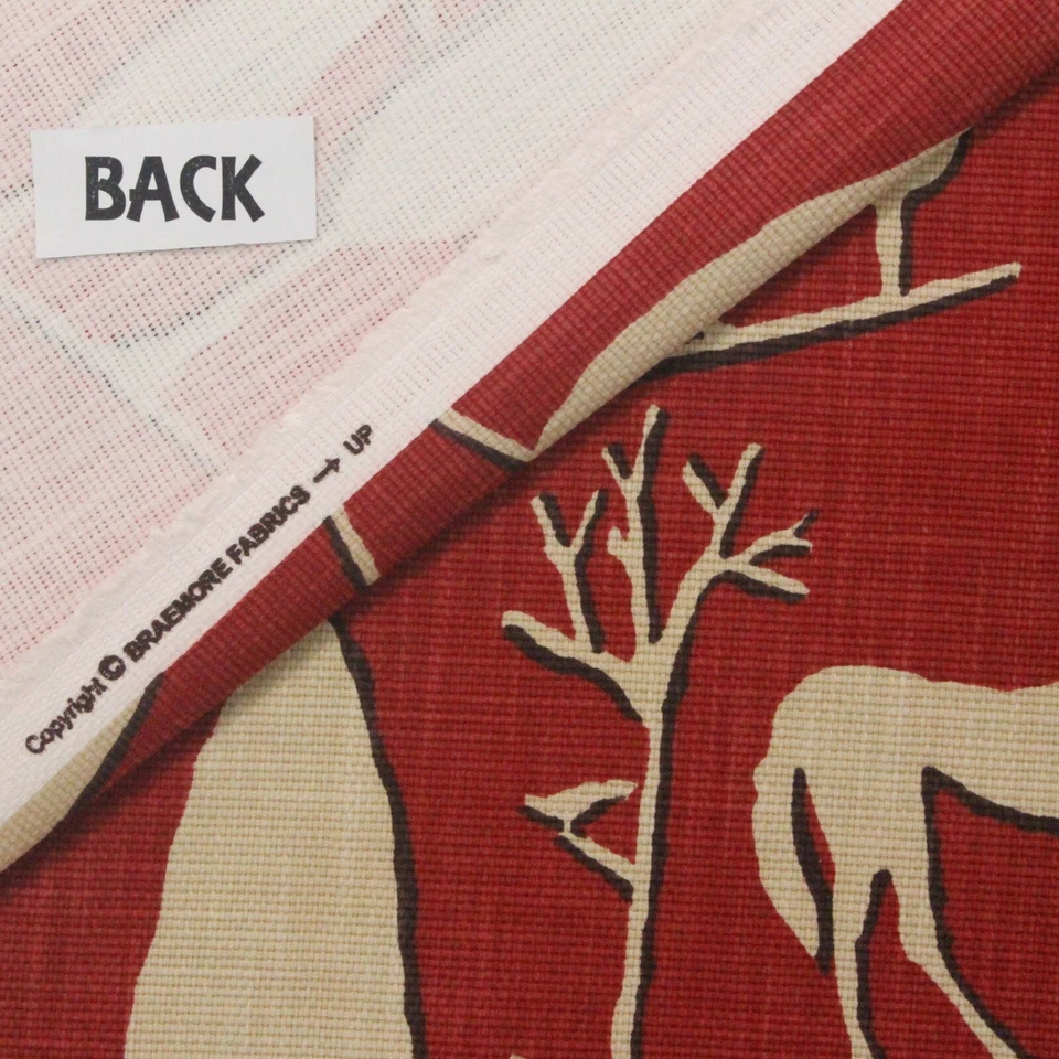 TELA BRAEMORE JUNGLE WALK CARDINAL ELEFANTE ROJO ANIMAL TEJIDO DE CESTA POR 54"W Foto 4 de 4