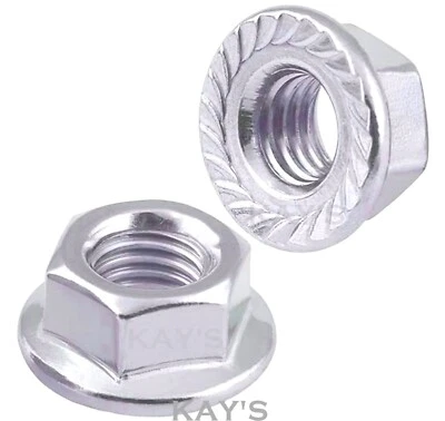 KAYFAST SERRATED FLANGE NUTS ZINC PLATED STEEL M4 - M20 FLANGED NUT BZP METRIC DIN 6923