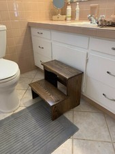 Wood Step Stool Country 2 Step Stool Oak , Bathroom Step Stool for Children and