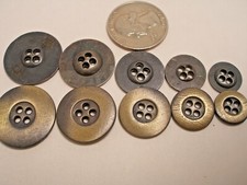 New 6 Distressed Brass Finish Metal Buttons sizes 7/8 13/16,11/16, 5/8,1/2 AB5