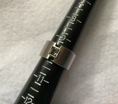 Swatch Stainless Steel Ring With Square Crystal Sz10