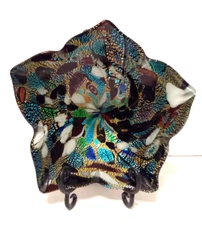 Art Glass Bowl Metallic 9" Star-Shaped Multi-color (Ashtray?) EUC