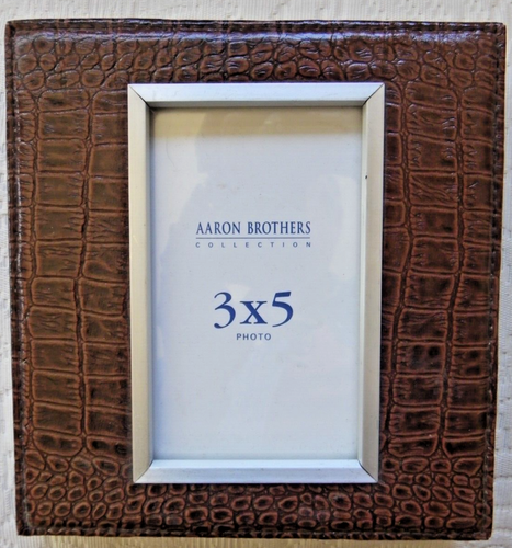 Aaron Bothers Picture Frame Stand-Up 3x5 Brown Alligator Imprint Style
