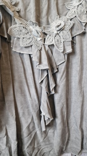 made in italy Plus Size Dove Grey Acid Wash Lagenlook Cottage Core Whimsy Floral - Picture 4 of 6