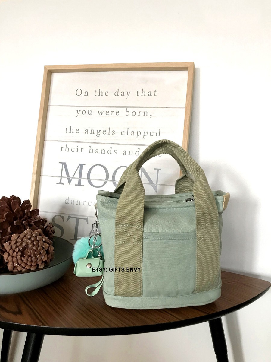 9x8 Small GreenCanvas Tote Bag Woman Bag Gift Crossbody Canvas Teen Tote  Handbag