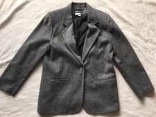 SAG HARBOR Wool Polyester Blazer Lined Vintage One Button Jacket Size 14 Women s
