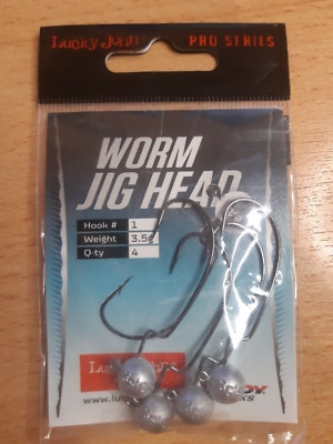 NEU 4x Lucky John Worm JIG HEAD Haken für Gummiköder Angelhaken Hook 1 3.5g NEW