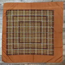 Vintage 60s Retro Polka Dot Brown Burnt Orange White Square Scarf 27  X 27  MCM