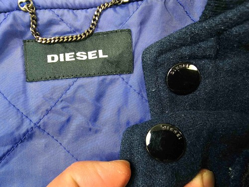 *HOT AUTHENTIC Men's DIESEL VARSITY SPORTS BOMBER LINED NAVY Blue WOOL Jacket XS - Picture 9 of 17