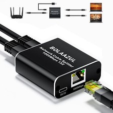 CAT 6 Ethernet Splitter 1 to 2 1000Mbps Gigabit RJ45 with USB Power Cable