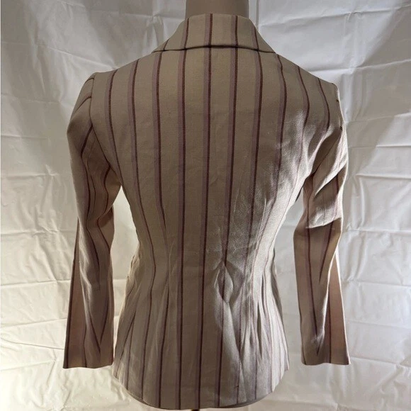 Blazer para mujer Anthropologie a rayas crema y púrpura nuevo con etiquetas Foto 3 de 4