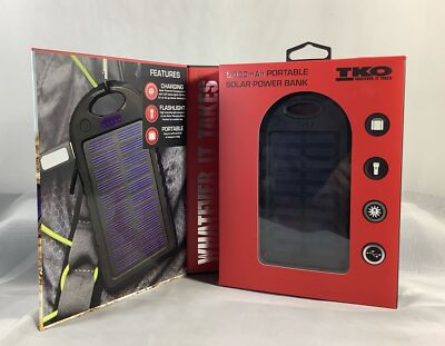 dual usb solar power bank with flashlight 5000mah