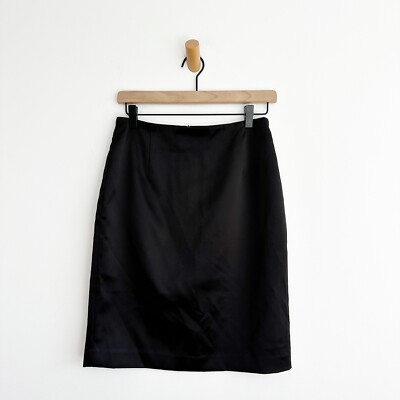 Reiss Pencil Skirt Black Satin Size 10 Knee Length
