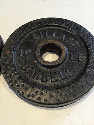 Par of 2 Vntage 10 lbs Bllard Barbell Standard Lft Weght Plates 4
