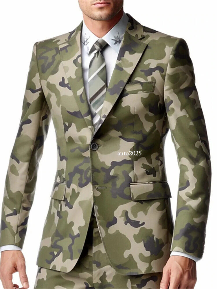 3D Camouflage Men's Suit Men's Business Dress Formal Office Outdoor Suit  Jacket