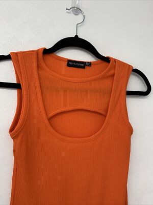 orange mini dress pretty little thing Women's Burnt Orange Trim Shift Mini Dress