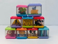 Fisher Price Peek A Boo Blocks Set Sensory Toy Stacking Colorful Cute BIN 12