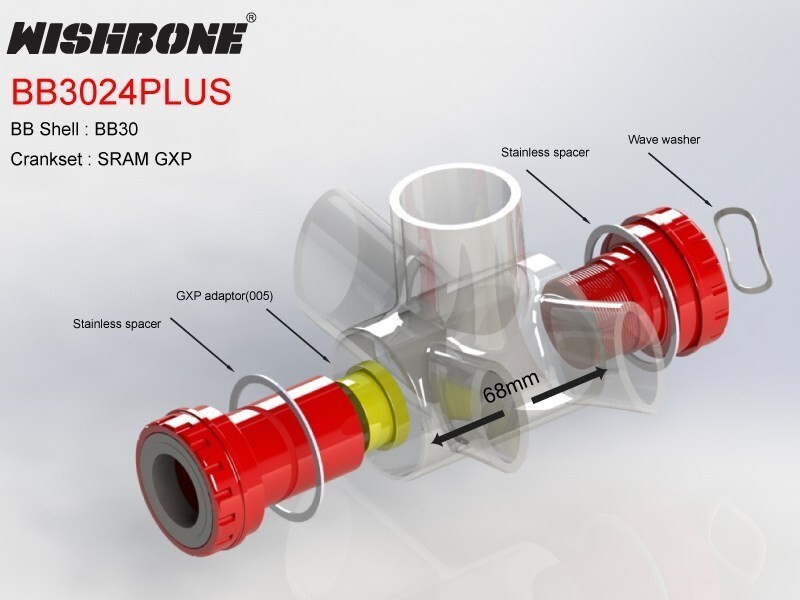 WISHBONE BB3024 PLUS ROADBIKE BOTTOM BRACKET SHIMANO HOLLOWTECH Ⅱ