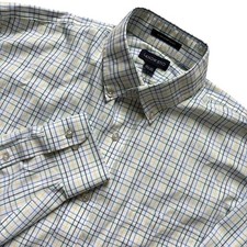 Lands End Shirt Mens Large 16.5 Multicolor Button Down Check Pattern Sz XL