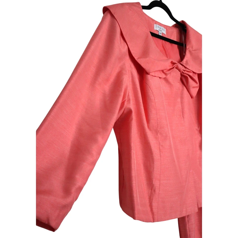 J. Розовый коралл розовый юбка костюм комплект юбка женщин плюс 22W бант скрытые кнопки  - Изображение 3 из 4