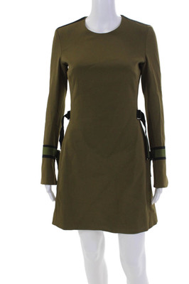 David Koma Womens Back Zip Long Sleeve Crepe Sheath Dress Brown Size 10