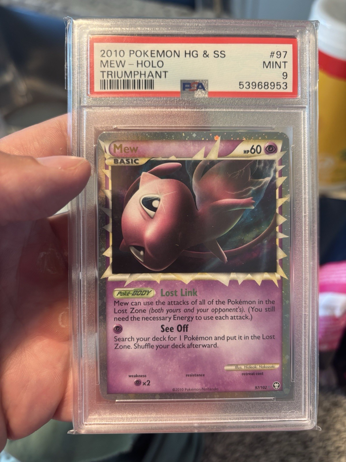 Pokemon Mew Prime Triumphant Holo Ultra Rare #97 PSA 9 Mint