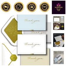 32-Pack Gold Foil Thank You Cards with Envelopes - Elegant Vintage Design