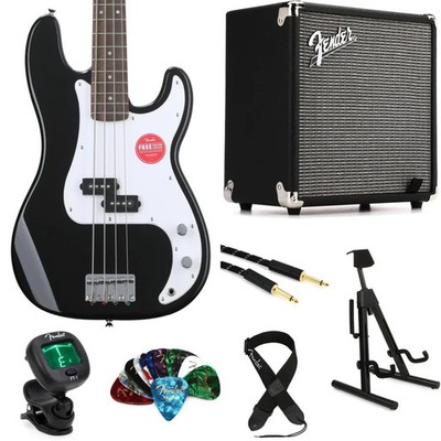 Squier Sonic Precision Bass and Fender Amp Bundle - Black