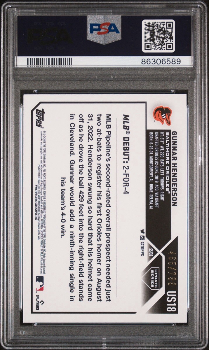 Gunnar Henderson 2023 Topps Update Rookie Debut Purple Foil