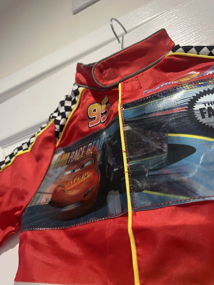 Disney Parks Cars Lightning McQueen Pit Crew Jumpsuit & Hat Costume Age 3-4 - Image 2 of 4