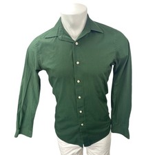 Club Room Men's Green Slim Fit Collared Long Sleeve Button Down Shirt Top Size S