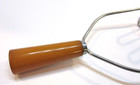 Excellent Antique 1930's Butterscotch Bakelite Handle Steel Wire Potato Masher — photo 2