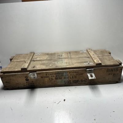 Vintage Wood Crate Box Ammunition For Cannon Explosive Projectiles