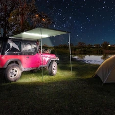 6.6x4.6' Car Side Awning with LED Light Pull Out Tent Shelter Camping Beige