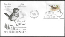 🍁Canada   #498     Hermit Thrush    Fine Used  1969  Rosecraft Cover