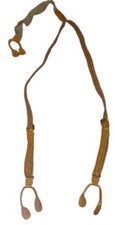 Woven Leather Braces Suspenders Mens Tan Button In Classic Style used great con